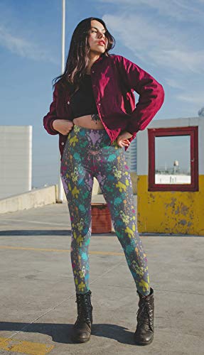 sissycos Womens Artistic Splash Printed 80s Leggings Brushed Buttery Soft Pants Regular and Plus Size 